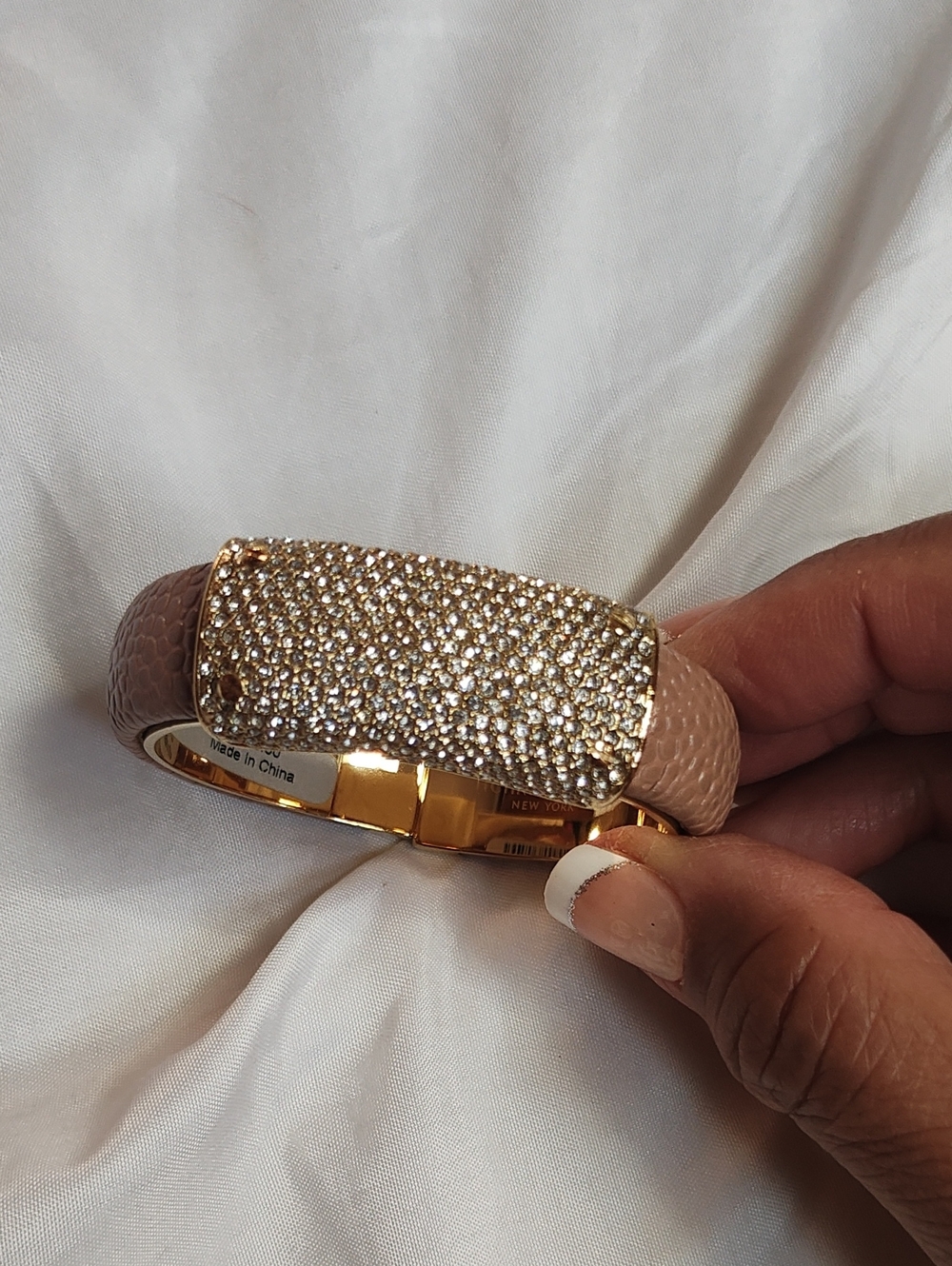 henri bendel dusty Rose/Crystal Pavé Leather Cuff